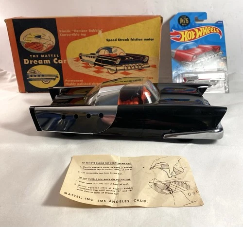 Rare Vtg 1953 Mattel Dream Car Friction Toy Black  Original Box W Hot Wheels
