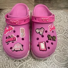 Barbie x Crocs Cutie Clog Electric Pink Platform J4 Girls Pink White 208826