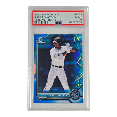2022 Bowman Chrome Kahlil Watson #BCP-3 Sapphire Refractor 1st Prospect RC PSA 9
