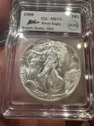 1988 American Silver Eagle ASE ICG MS70 Austin Hutto Auto-Signed