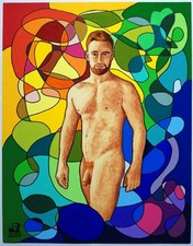 "Bellezza in vetro colorato" - NUDO maschile - 11" x 14" (28 x 35,5 cm) *INTERESSE GAY *