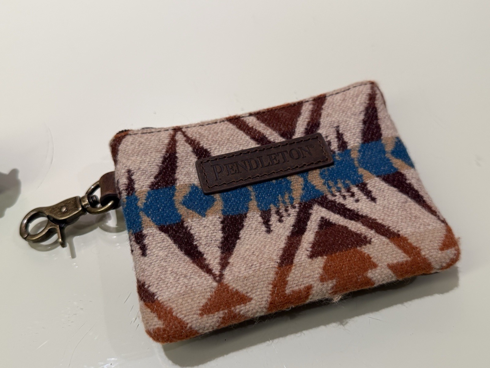 PENDLETON Pasco ID Pouch Blanket Wool Leather Tri… - image 1