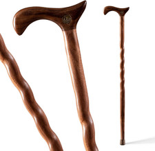 Handcrafted Wood Walking Cane, Twisted Walnut, Derby Style Handle, for Men  Wom