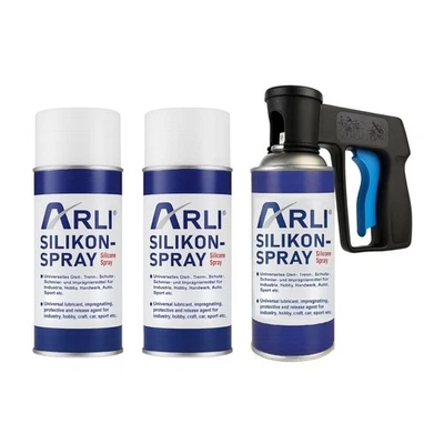 3x Silikonspray 400 ml + Pistolengriff Silikon Spray Gleit Trenn Schmiermittel - Bild 1 von 4