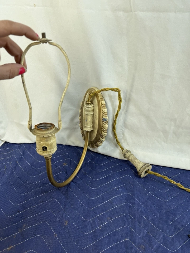 Antique Neoclassical Metal Single Wall Sconce For Repair - Image 2 of 4