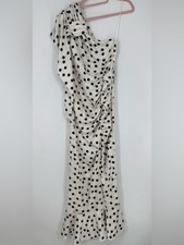 Nasty Gal Black & Cream Leopard + Polka Dot One-Shoulder Ruched Dress NWT Size 2