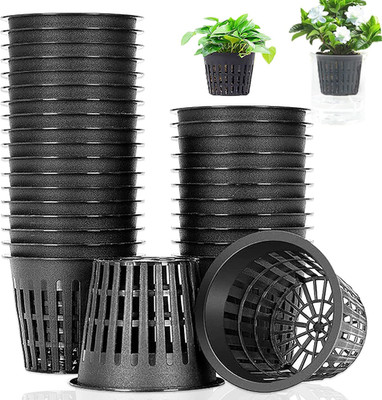 50 Pack 3 Inch Net Pots Cups for Hydroponics, Slotted Mesh Net Cups for Aquaponi