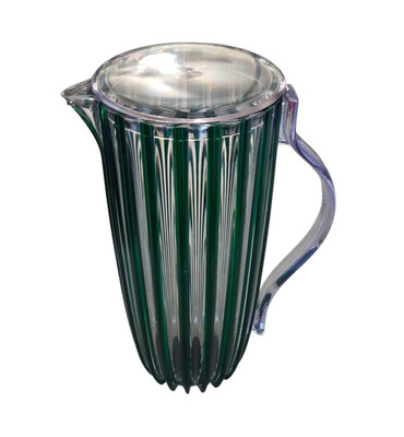 Guzzini Dolcevita Pitcher, Green/Clear Striped Glossy Plastic, Lid