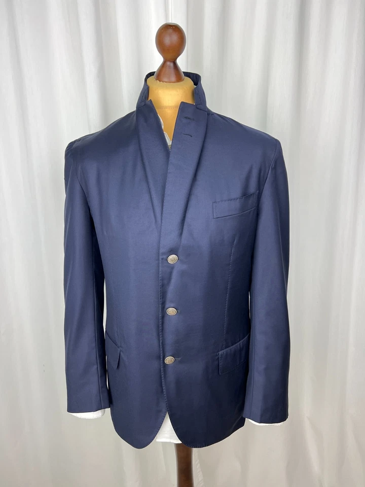 Abrigo deportivo liso Raffaele CARUSO x Loro Piana lana azul marino medio forrado 44US54IT Foto 2 de 4