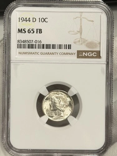1944-D 10c Mercury Dime NGC MS65 Silver FULL BANDS Ten Cent Denver US Coin