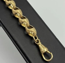 9ct Gold On Silver Tulip Belcher Bracelet 9" 8.7mm 24.2g Heavy Unisex