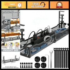 Under Desk Cable Management Tray, 25.3'' No Drill Organizer for Cords Wires