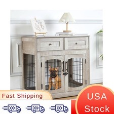 Dog Crate Furniture Wood Dog Cage Table With Drawers Storage, Heavy Duty Furnitu
