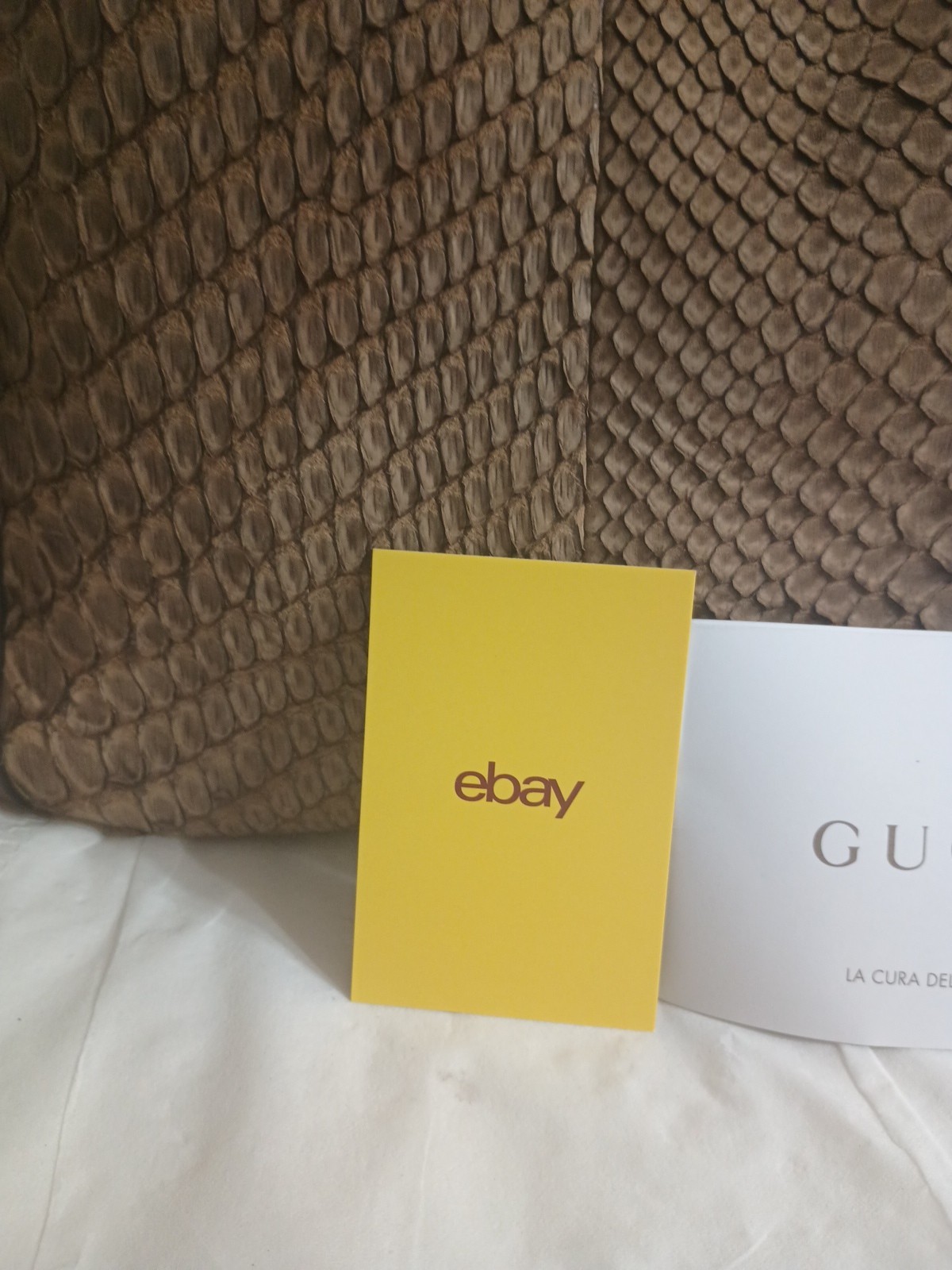 GUCCI Brown Python GG Running Medium  Leather Bag - image 9