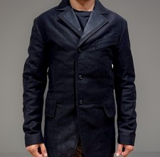 Alexander McQueen Black 2014 2015 Heavy Cotton Fitted Dress Pea Coat Jacket 48