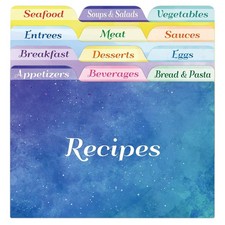 Fancy Land 24 Recipe Card Dividers 4x6 Tabbed Recipe Box Watercolor