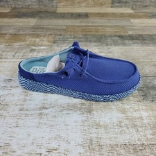Hey Dude Wendy Slip Warped Geo Womens Loafer Shoes Sz 7 Skipper Blue Slip On