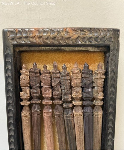Hand Carved Lizard & Frog Bali Wood Box With 4 Sets Of Wooden Chopsticks - Bild 6 von 10