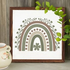 Lucky Irish Decoration Wooden Plaque Neutral Boho Clover Art For St Patricks Day