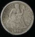 1890 Seated Liberty Dime, Worn, Damaged