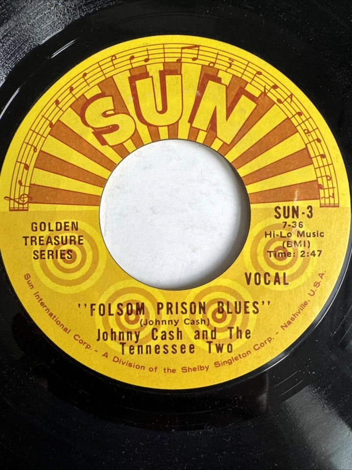 Johnny Cash Folsom Prison Blues Some Doggone Lonesome 1957 Sun Records 45 rpm 7" Foto 2 de 4