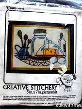 Vintage Vogart Crafts  #2111 "Dairy Kitchen"  Crewel Craft Kit {Rare} NEW Sealed