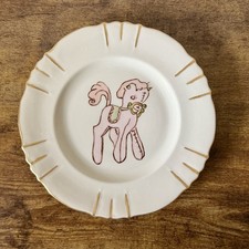 Vintage Baby Plate Pink Pony Childs Dish Nursery Plate Wall Decor