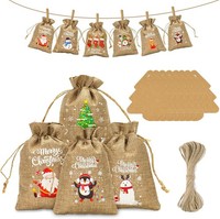 Adventskalender JutesäCkchen 10X15Cm 24 StüCk Weihnachtsbeutel Geschenk