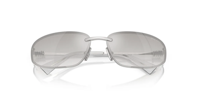 Miu Miu MU A50S 1BC8H1 Unisex Rectangle Sunglasses in Silver with