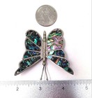Vtg 925 Mexico Sterling Silver Large Blue Abalone Shell Butterfly Brooch Pin — photo 7