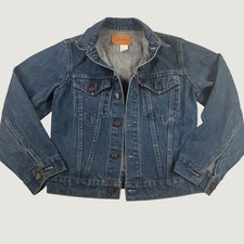Vintage 1980's Levi's 70706-0216 Made in USA Denim Trucker Jacket Y-16/W-XS/S