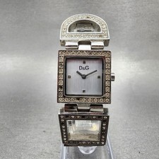 Dolce & Gabbana Tank Watch Women 21mm Silver Dial Steel Crystal Accent New Batt