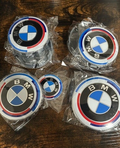 7PCS Set For BMW - 50th Anniversary Logo Badges - 82/74/68/45mm
