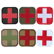 Medic Patch EMBROIDERED First Aid EMT Paramedic Responder Red Cross Hook Loop