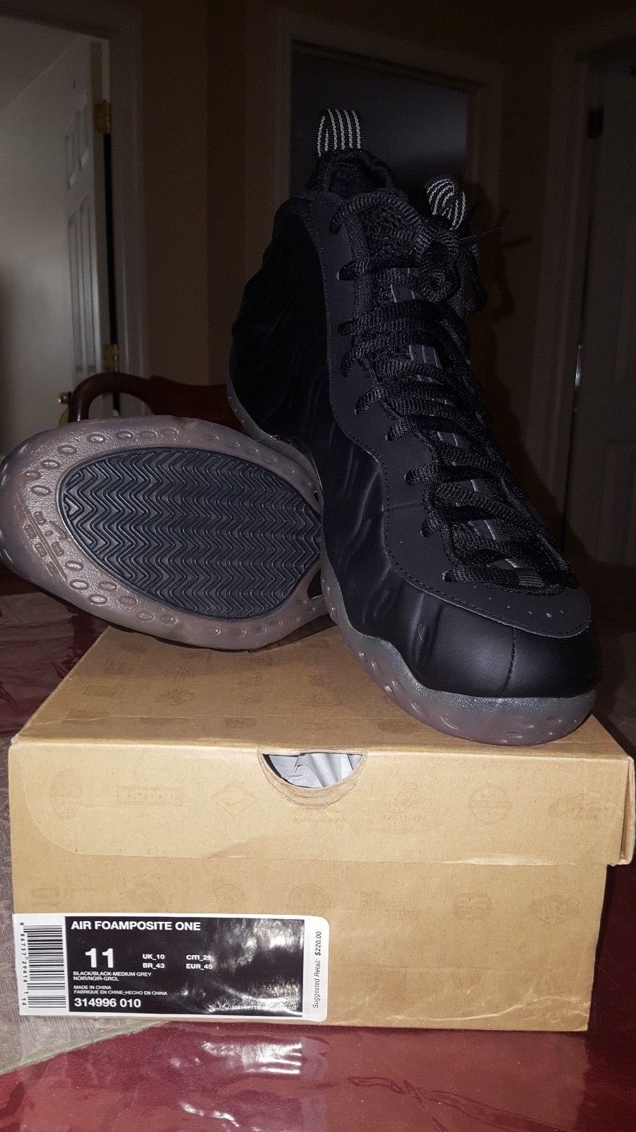 Nike Air Foamposite One Stealth 2012 sz 11 DS 100% - 314996-010 Nike Air Foamposite One Stealth 2012 sz 11 DS 100% - 314996-010