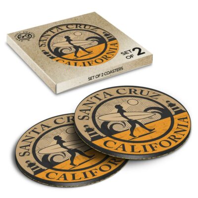 2 x Box Runde Untersetzer - Santa Cruz California Surf Beach #5075