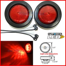(2) Red 2.5" Round 8 LED Side Marker Clearance Trailer Truck Light Reflective