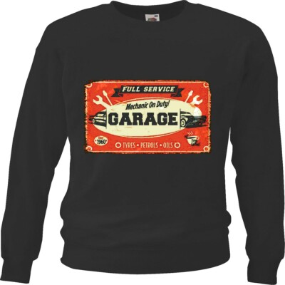Sweatshirt FULL SERVICE MECHANIC ON DUTY GARAGE REIFEN BENZIN ÖL HOT ROD US CAR