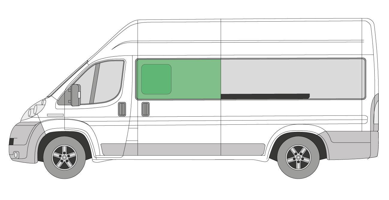 Nearside Left Opening Window Peugeot Boxer MWB LWB XLWB 2007 on Tinted