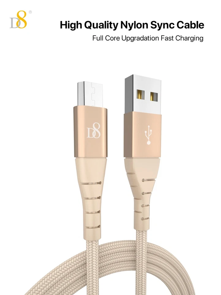 Micro USB Fast Charger Nylon braided Power Sync Data Cable for Samsung Android - Image 4 of 4