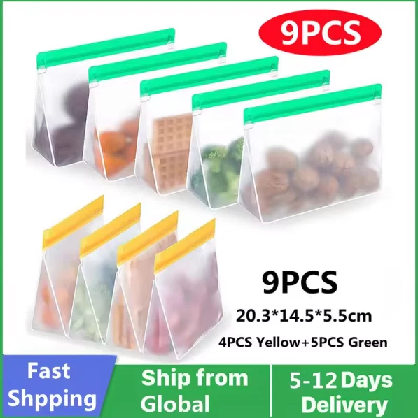 Leakproof Silicone Food Bags – Set of Reusable Bags for Freezer & Fridge Use UK