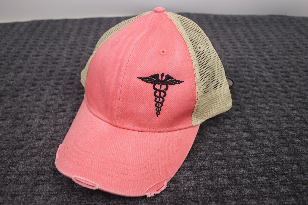 Adams Aqua & Tan Mesh Trucker Hat with Pink Embroidered Slogan Adams Pink Hats for Men for sale | eBay main image 4