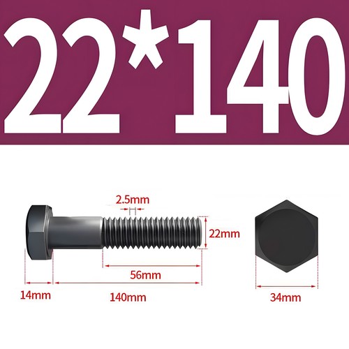 M22 DIN 931 / 933 12.9 acero tornillos hexagonales máquinas tornillos roscados M22x - Imagen 16 de 22