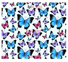 20oz Sublimation Tumbler Wrap Blue Butterflies Ready To Press Heat Transfer