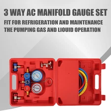 3 Way AC Gauge Set Diagnostic A/C Manifold Gauge Kit for R410 R22 R134A R404