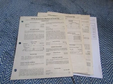 1976 AMERICAN MOTORS BUICK FACTORY TUNE UP SPECIFICS SPEC MANUAL SHEETS SET
