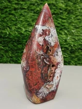 Natural Maxican crazy Lace Agate Tear Drop Free Form Red Crystal Carving Gift