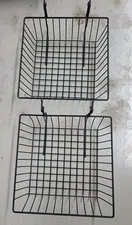 Lot of 2 PC BLACK STEEL WIRE BASKETS 12 x 12 x 9" hook on retail display unit