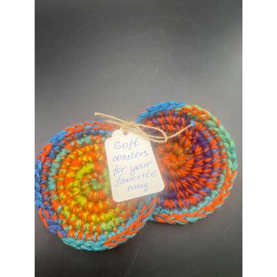 Set of 2 Handmade Crochet Coasters for Your Mugs 4-1/2''