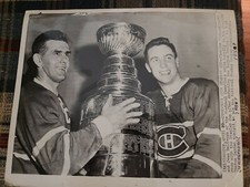 1958 MAURICE RICHARD JEAN BELIVEAU NHL HOCKEY RARE CUP PHOTO MONTREAL CANADIENS 